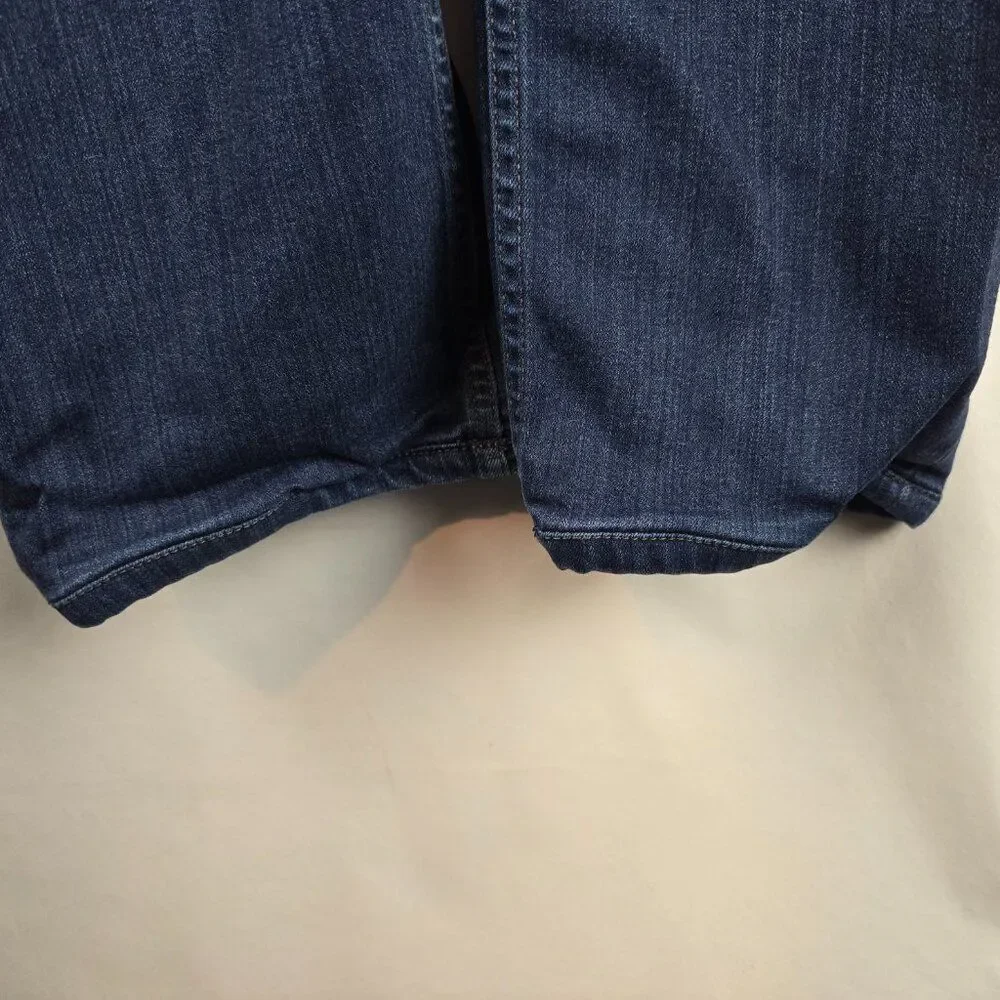 Paige Jeans Mens 34x27 Blue Denim Federal Slim Straight Dark Wash Stretch Damage